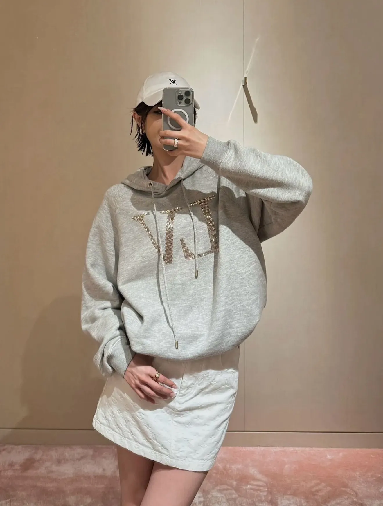 Louis Vuitton/Louis Vuitton 25Fw hot diamond letter logo hooded sweatshirt